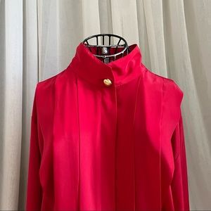 Vintage Pierre Cardin Red Pleated Long Sleeve Blouse